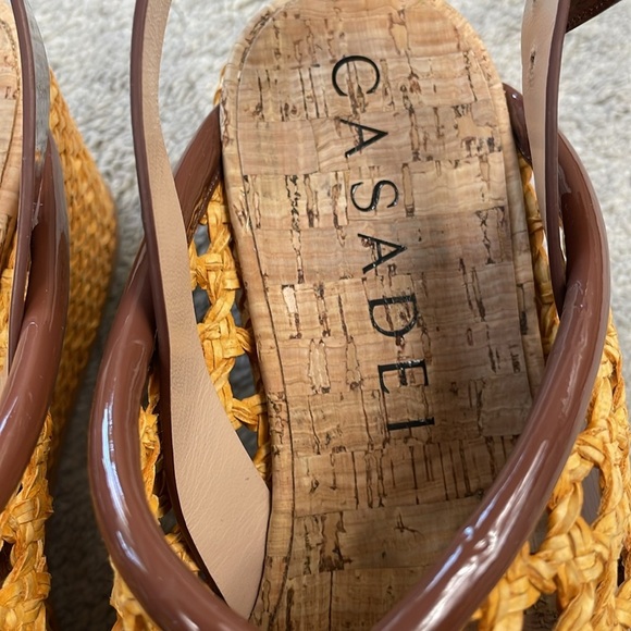 Casadei Marigold Woven Platform Chunky Sandals Designer Cork Footbed Sz 37 - Picture 5 of 16